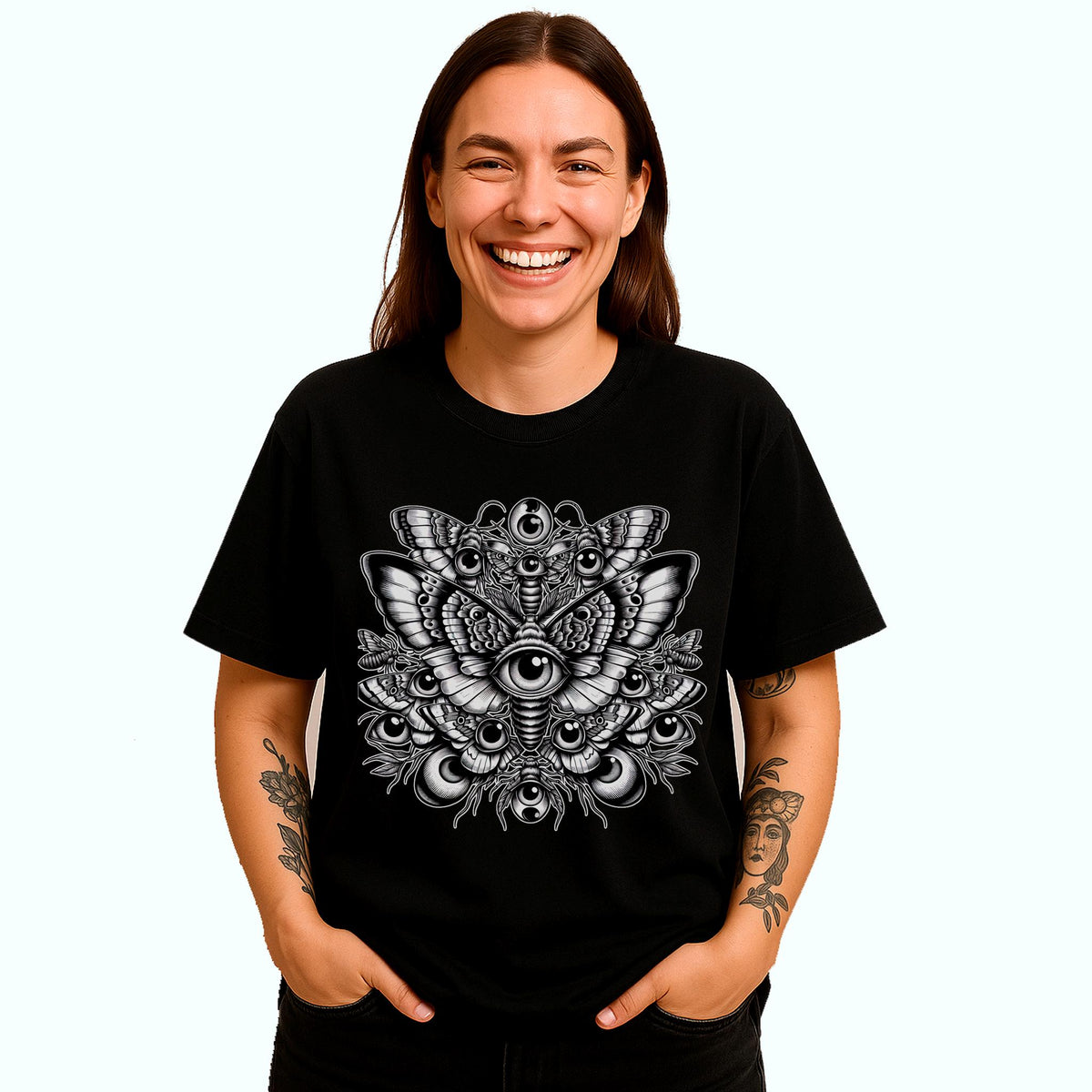 Weird Moths Eyeballs T Shirt Weirdcore Insects Tee Dark Gothic Cryptid Gift Graphic Tee – Soft Feel · Perfect For Daily Wear