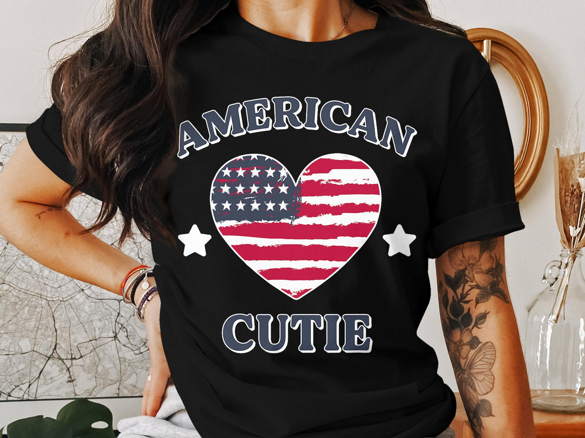 American Cutie T Shirt Patriotic Heart Flag Tee USA Pride Shirt Stars and Stripes Cute Patriotic Top American Flag Heart TShirt Graphic Tee – Warm & Stylish · Trending Graphic Apparel