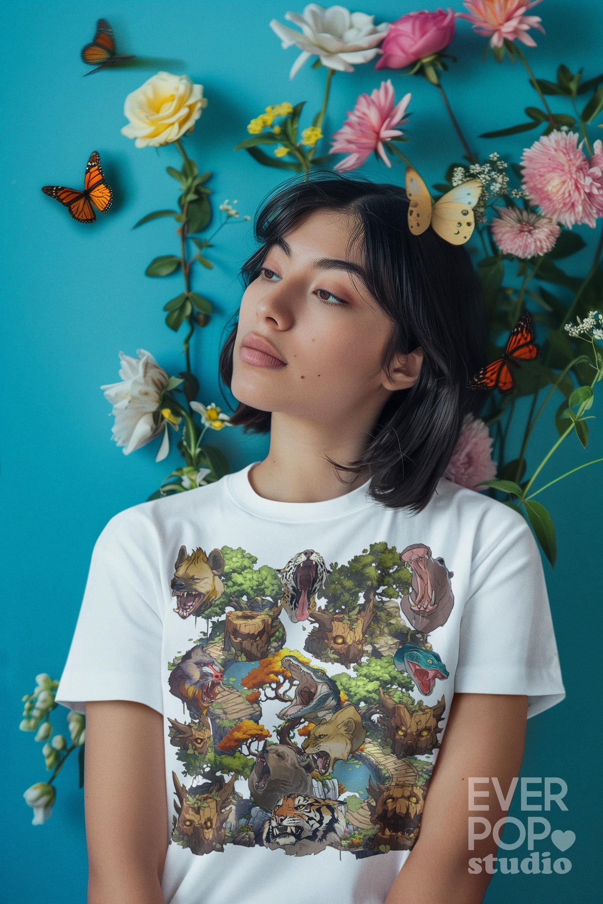 Safari Animal Shirt Woodland Tree Tshirt Tiger Zoo T Shirt Mountain Graphic Tee Forest Hike Clothing Wildlife Lion Outfit Graphic Tee – Cozy Vibes · Trending Graphic Apparel