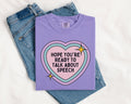 Cute Speech Therapy Tee Shirt with Retro Heart Hope You39re Ready to Talk About Speech Funny Saying Speech Pathologist Teacher Appreciation Graphic Tee – Aesthetic Look · Trending Graphic Apparel