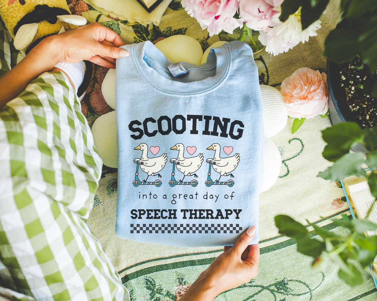 Retro Speech Therapist Sweatshirt Cute Graduation Gift Speech Pathology Major Silly Goose Animal Lover Speech Therapy Shirt with Hearts Sweatshirt – Soft Feel · Top Pick For Any Outfit