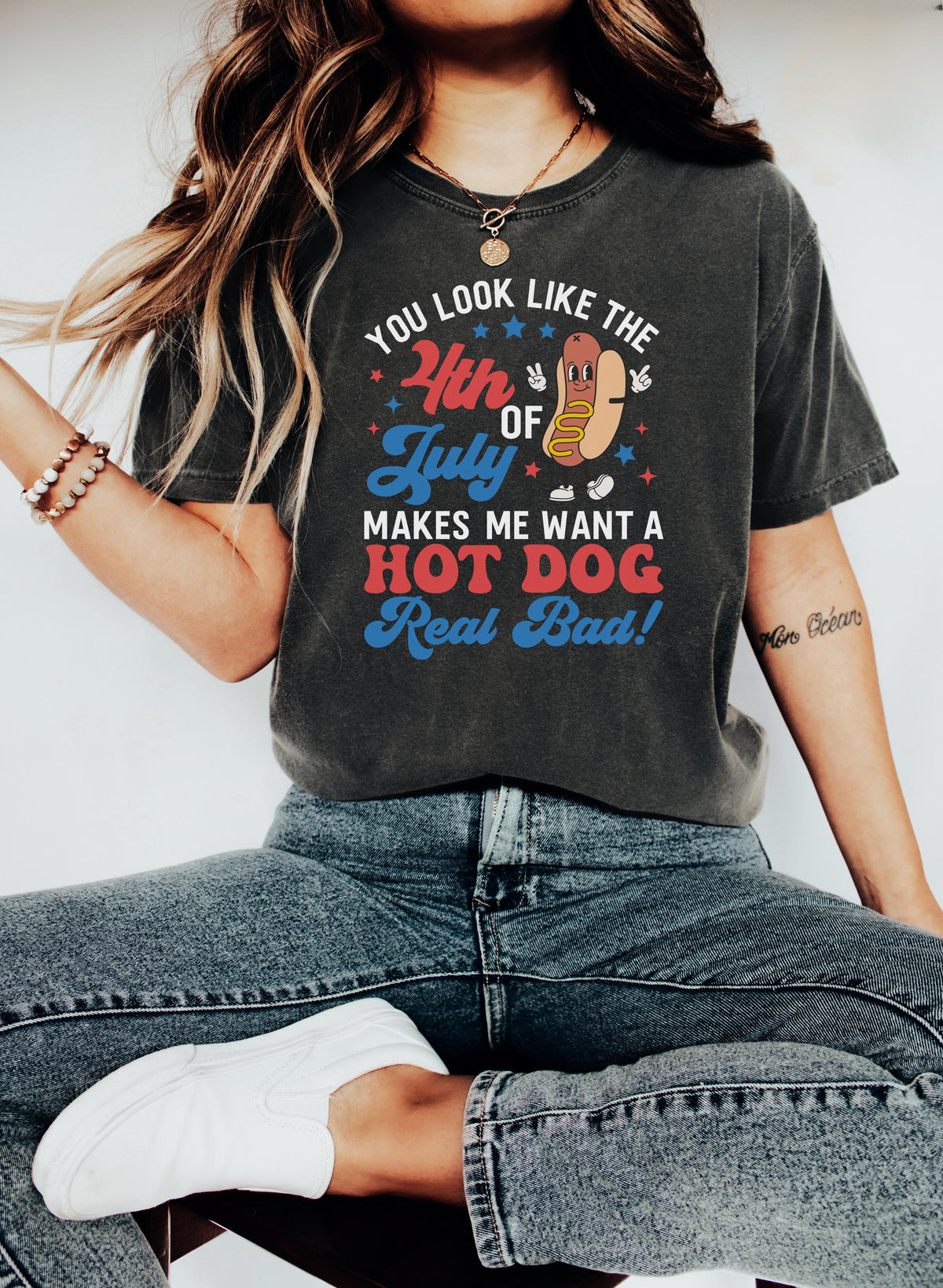 You Look Like The 4th Of July Makes Me Want A Hot Dog Real Bad Tshirt Independence Day Tee Funny 4th July Shirt Retro Hot Dog Lover Shirt Graphic Tee – Bold Style · High-Quality Print