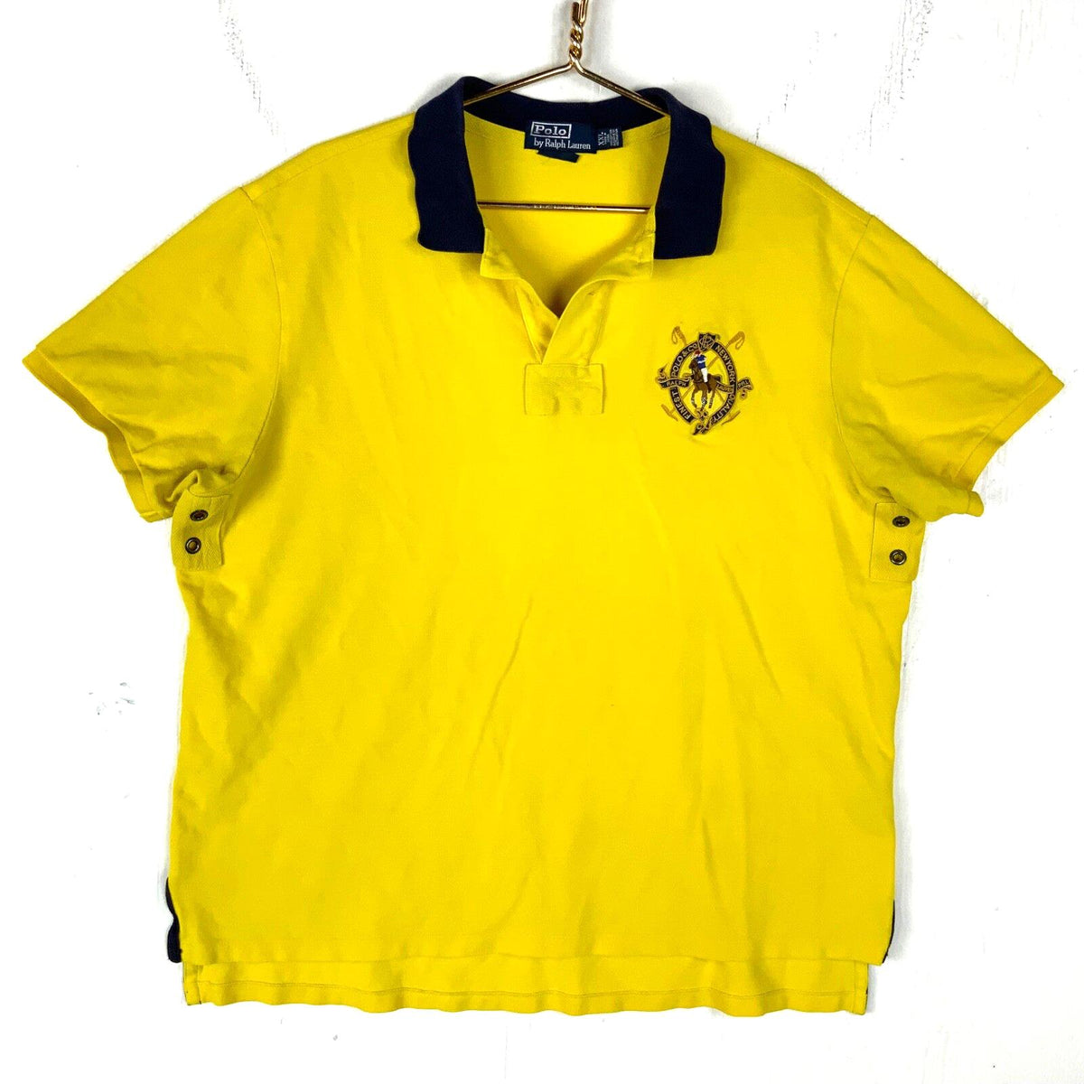 Vintage Polo Ralph Lauren Collar Shirt 2XL Yellow Short Sleeve Henley NY Quality Graphic Tee – Warm & Stylish · Must-Have Style