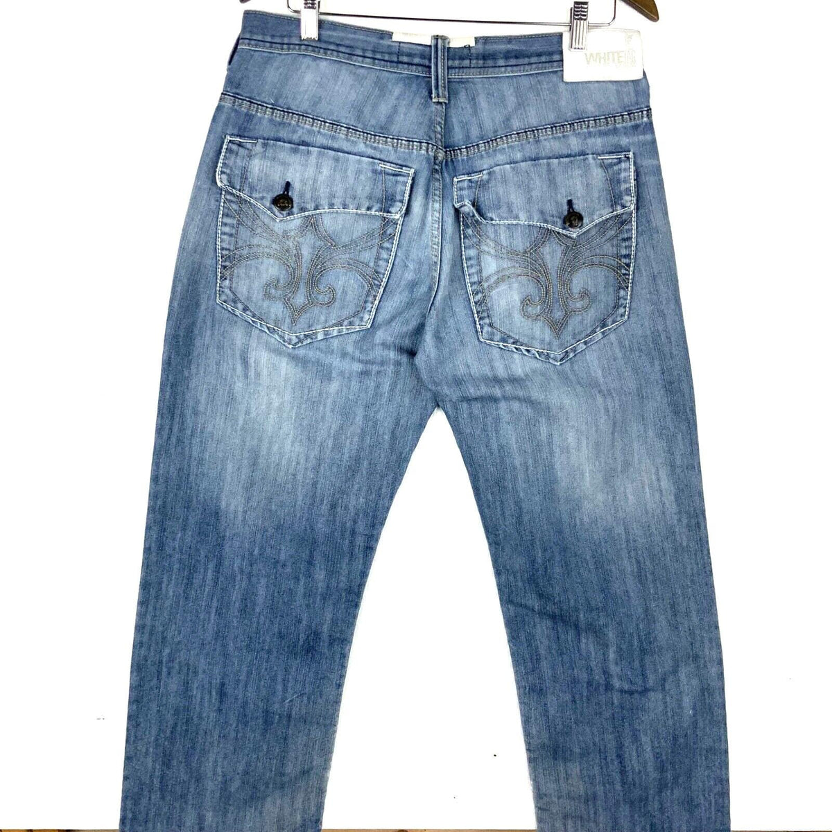 Y2K White Tag Denim Jean Size 34x34 Blue Light Wash Distressed Streetwear Graphic Tee – Cozy Vibes · Trending Graphic Apparel