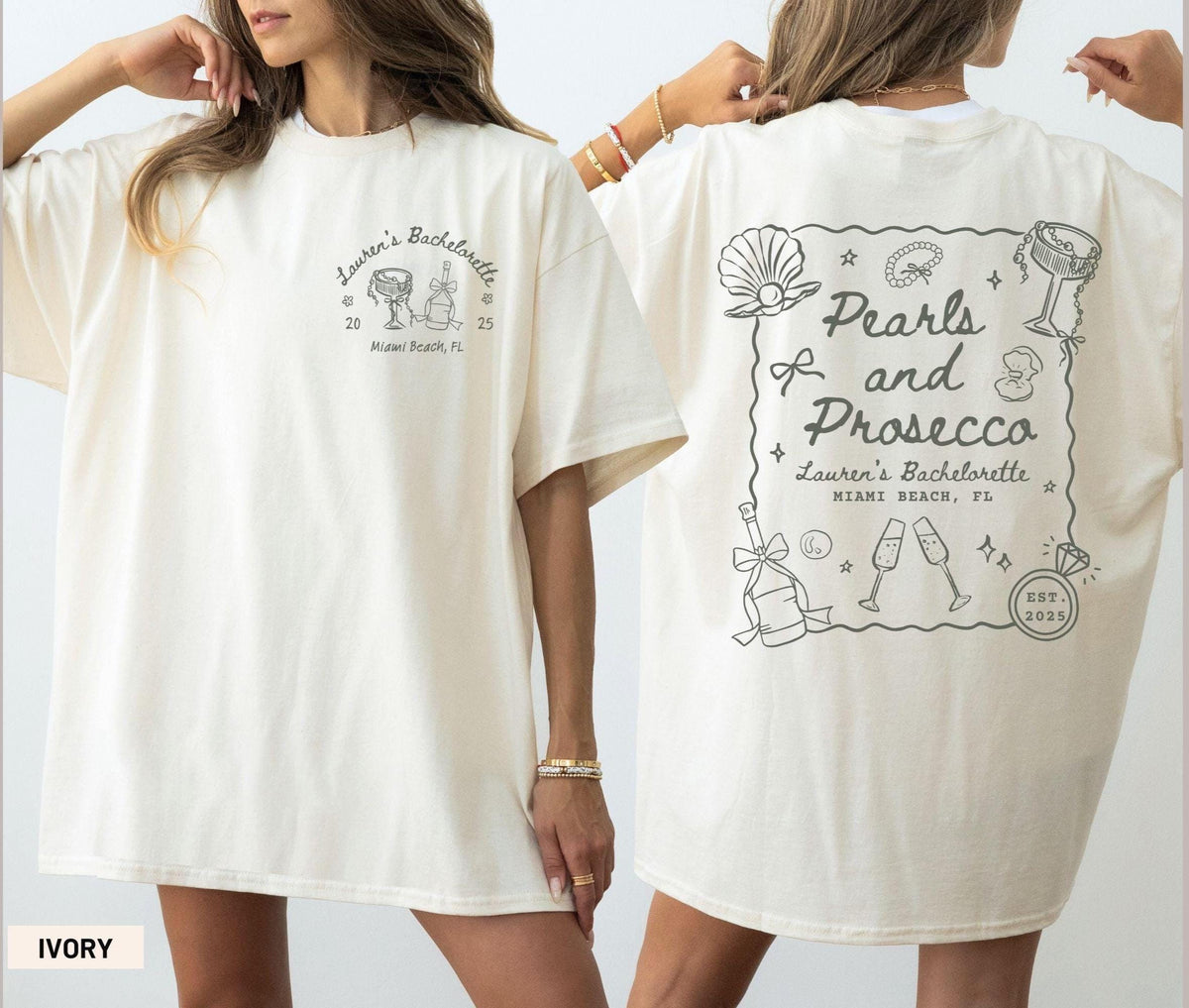 Pearls and Prosecco Bachelorette Party Tshirt Bridal Shower Matching Shirts Comfort Colors Brunch Bubbly Custom Bride and Bridesmaid Tee Graphic Tee – Feel-Good Design · High-Quality Print