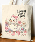 Literally Just a Girl Silly Goose Tote Bag Canvas Shopping Bag Reusable Grocery Tote Eco Friendly Carryall Lightweight Tote Tote Bag – Easygoing Wear · Perfect For Daily Wear