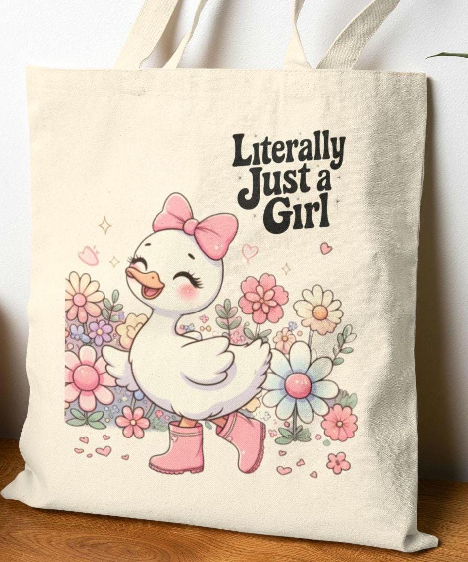 Literally Just a Girl Silly Goose Tote Bag Canvas Shopping Bag Reusable Grocery Tote Eco Friendly Carryall Lightweight Tote Tote Bag – Easygoing Wear · Perfect For Daily Wear