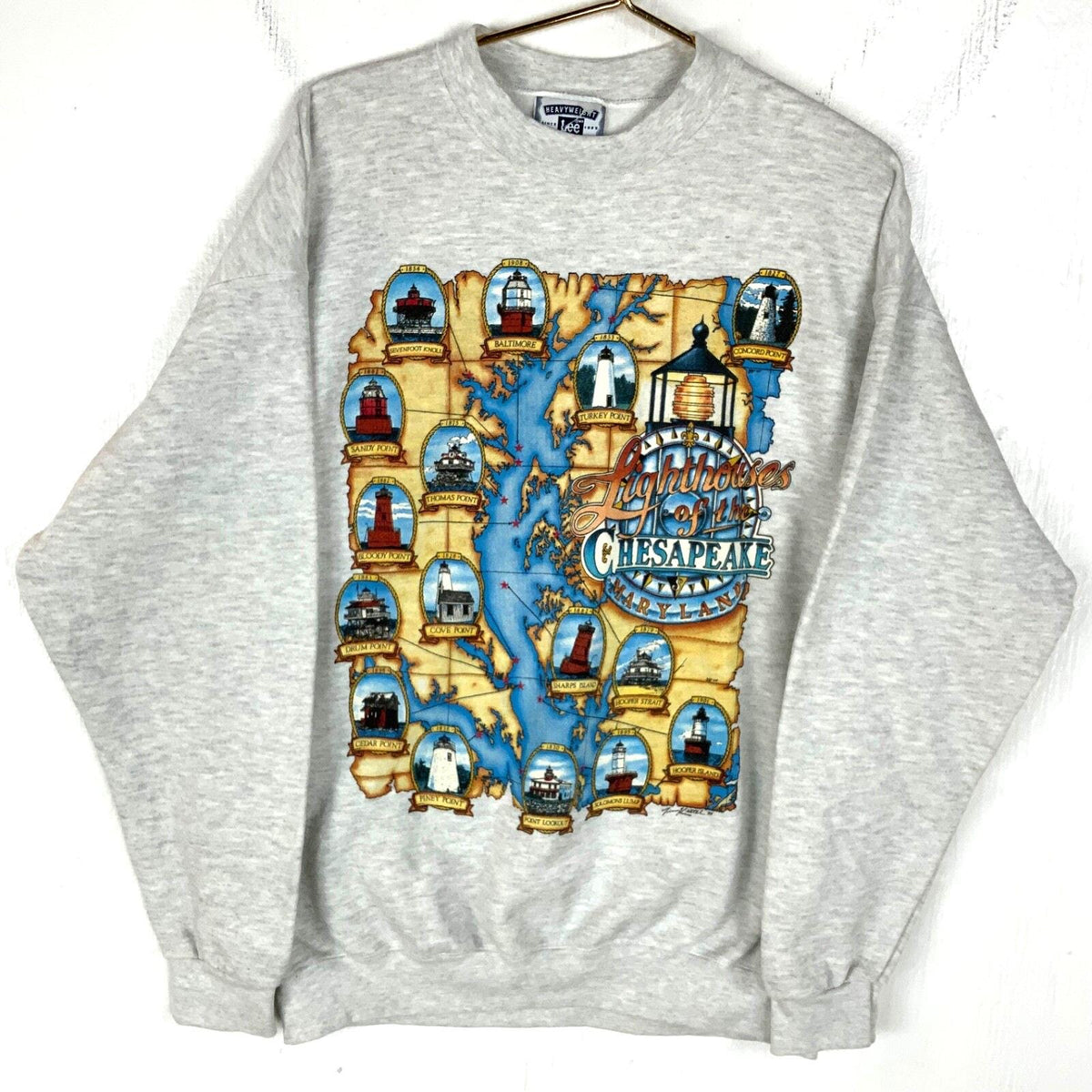 Vintage Lighthouses Of The Chesapeake Sweatshirt XL Gray 1995 Made Usa 90s Sweatshirt – Bold Style · Top Pick For Any Outfit