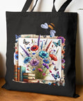 Pressed Flower Butterfly Bumblebee Tote Bag Floral Canvas Handbag Eco Friendly Shopping Bag Botanical Totes Nature Lover Gift Tote Bag – Premium Graphic · High-Quality Print