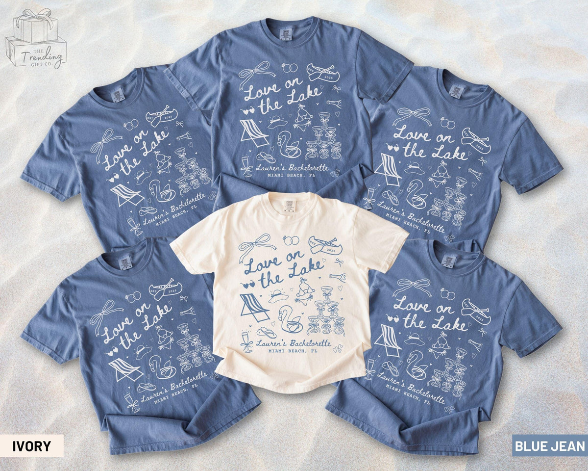 Love On The Lake Bachelorette Shirt Comfort Colors Custom Lake Bach Party T Shirt Personalized Lake Bride Mountain Camping Bach Tee Graphic Tee – Bold Style · Great Gift For Fans