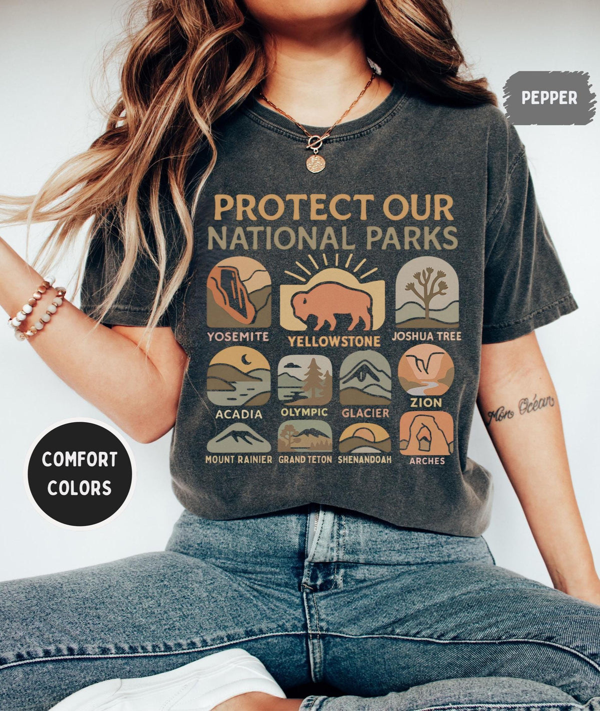Retro Protect our National Parks TShirt Boho Tee Comfort Colors Shirt Unisex GarmentDyed Top Nature Lover Gift Activist gift Graphic Tee – Everyday Comfort · Great Gift For Fans
