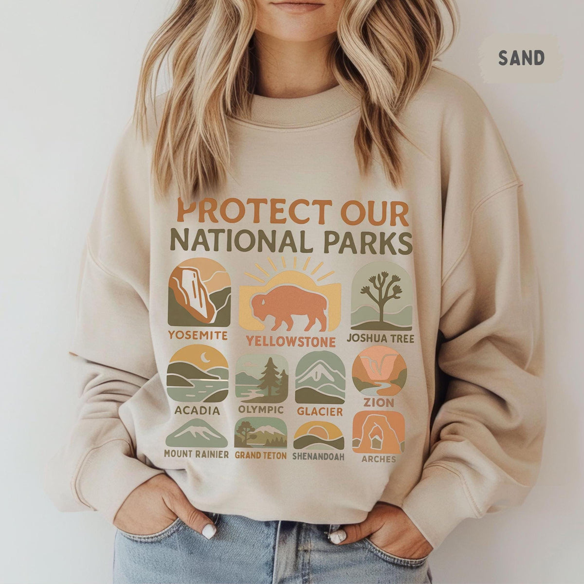 Vintage Protect Our National Parks Sweatshirt Retro Unisex Pullover Jumper Nature Lover Gift Outdoor Adventure Clothing Park Ranger Sweatshirt – Premium Graphic · Great Gift For Fans