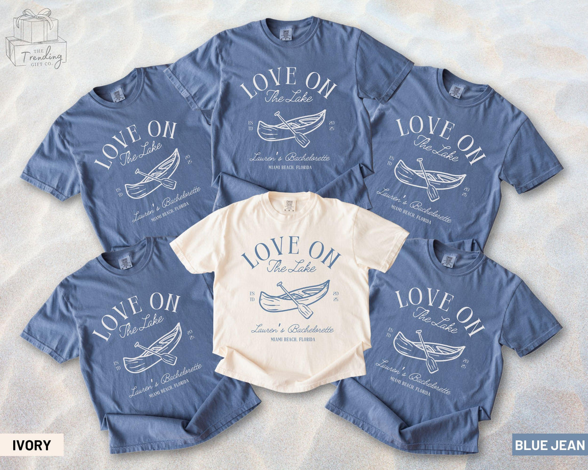 Love On The Lake Bachelorette Shirt Custom Comfort Colors Lake Bach Party T Shirt Personalized Lake Bride Mountain Camping Bach Tee Graphic Tee – Feel-Good Design · Trending Graphic Apparel