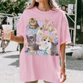 Cat Lover Tee Shirt with Hydrangea Flowers and Butterflies Funny Nineties Throwback TShirt for Cat Mom or Cat Dad Silly Animal Lover Tee Graphic Tee – Easygoing Wear · Must-Have Style