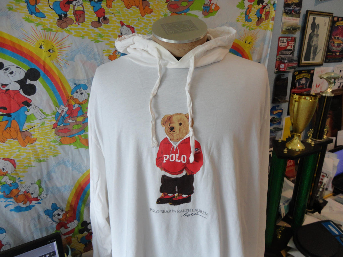 Vintage Polo Ralph Lauren Mens Hoodie White T Shirt 3XL USA Preppy POLO BEAR Hoodie – Warm & Stylish · Great Gift For Fans