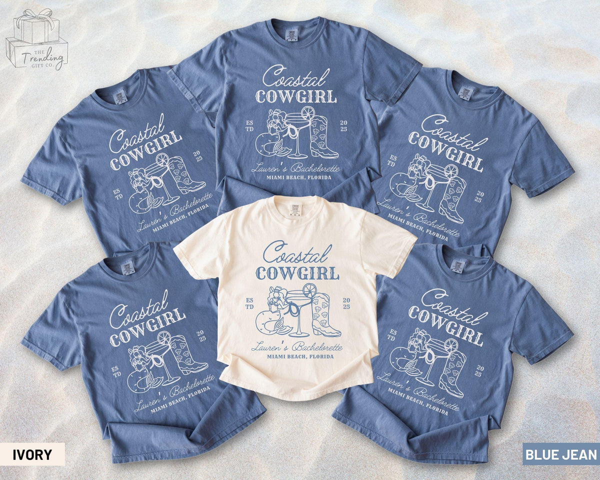 Custom Coastal Cowgirl Bachelorette Shirts Western Personalized Charleston Bach Party TShirt Luxury Beach Girls Trip Tee Bridesmaid Gifts Graphic Tee – Fan Favorite · High-Quality Print