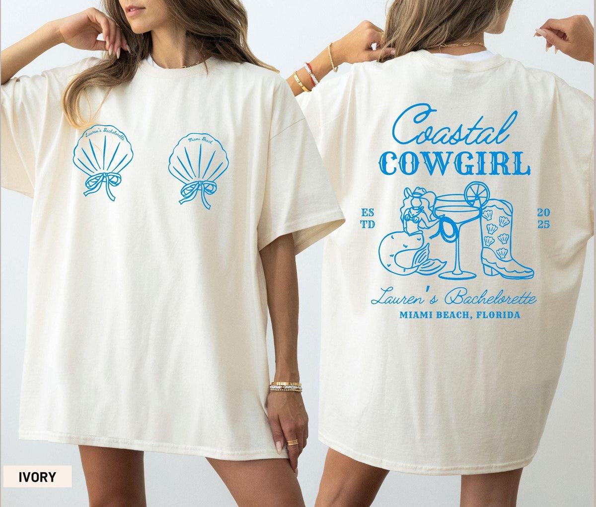 Coastal Cowgirl Bachelorette Party Shirt Western Personalized Charleston Bach Shirt Luxury Beach Girls Trip Tee Custom Bridesmaid Gifts Graphic Tee – Premium Graphic · Great Gift For Fans