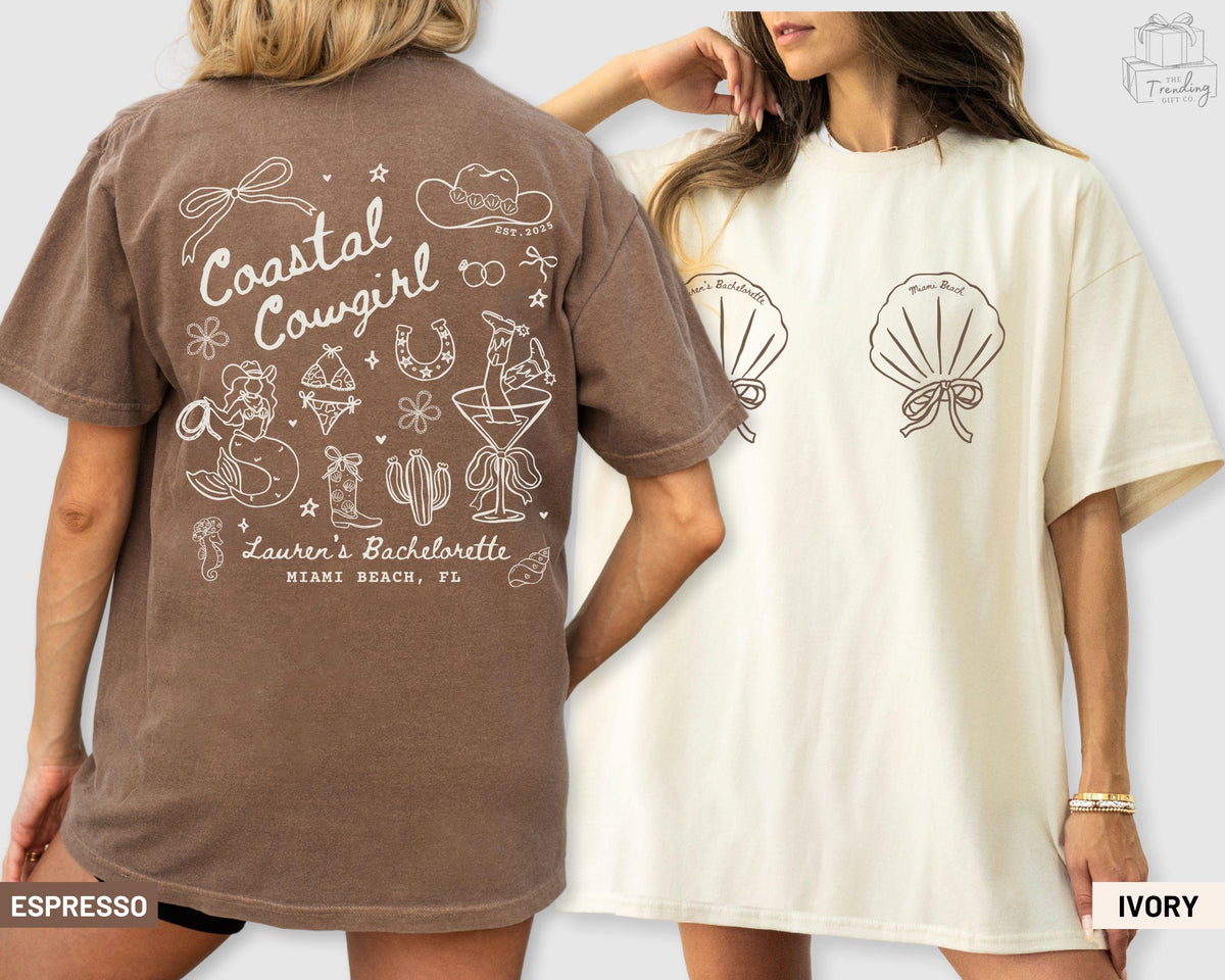 Custom Coastal Cowgirl Bach Party Shirt Western Personalized Charleston Bachelorette Shirt Luxury Beach Girls Trip Tee Bridesmaid Gifts Graphic Tee – Cozy Vibes · Trending Graphic Apparel