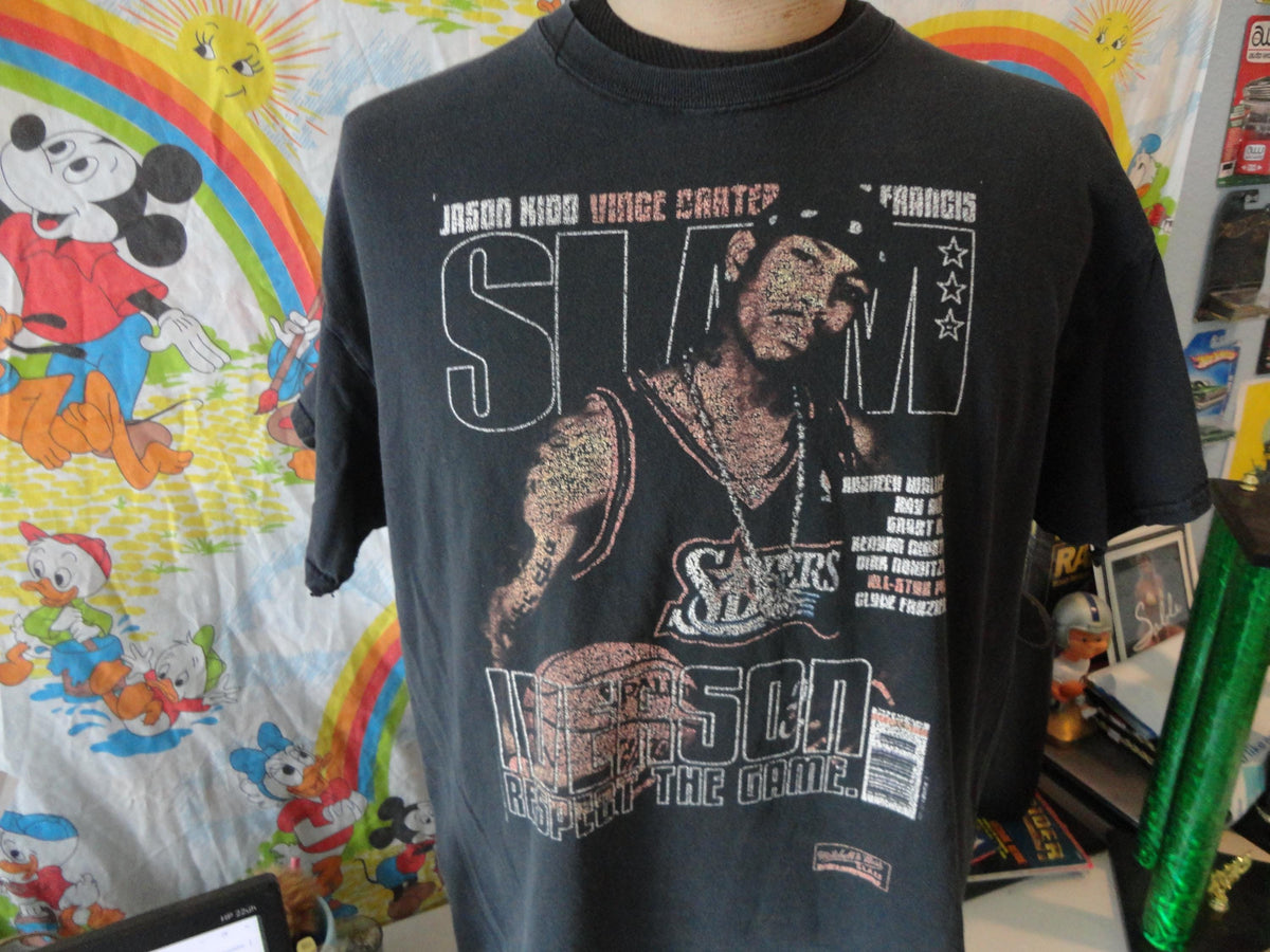 Almanac Slam cover Allen Iverson Philadelphia 76ers black Adult THRASHED t shirt XL Graphic Tee – Fan Favorite · Perfect For Daily Wear