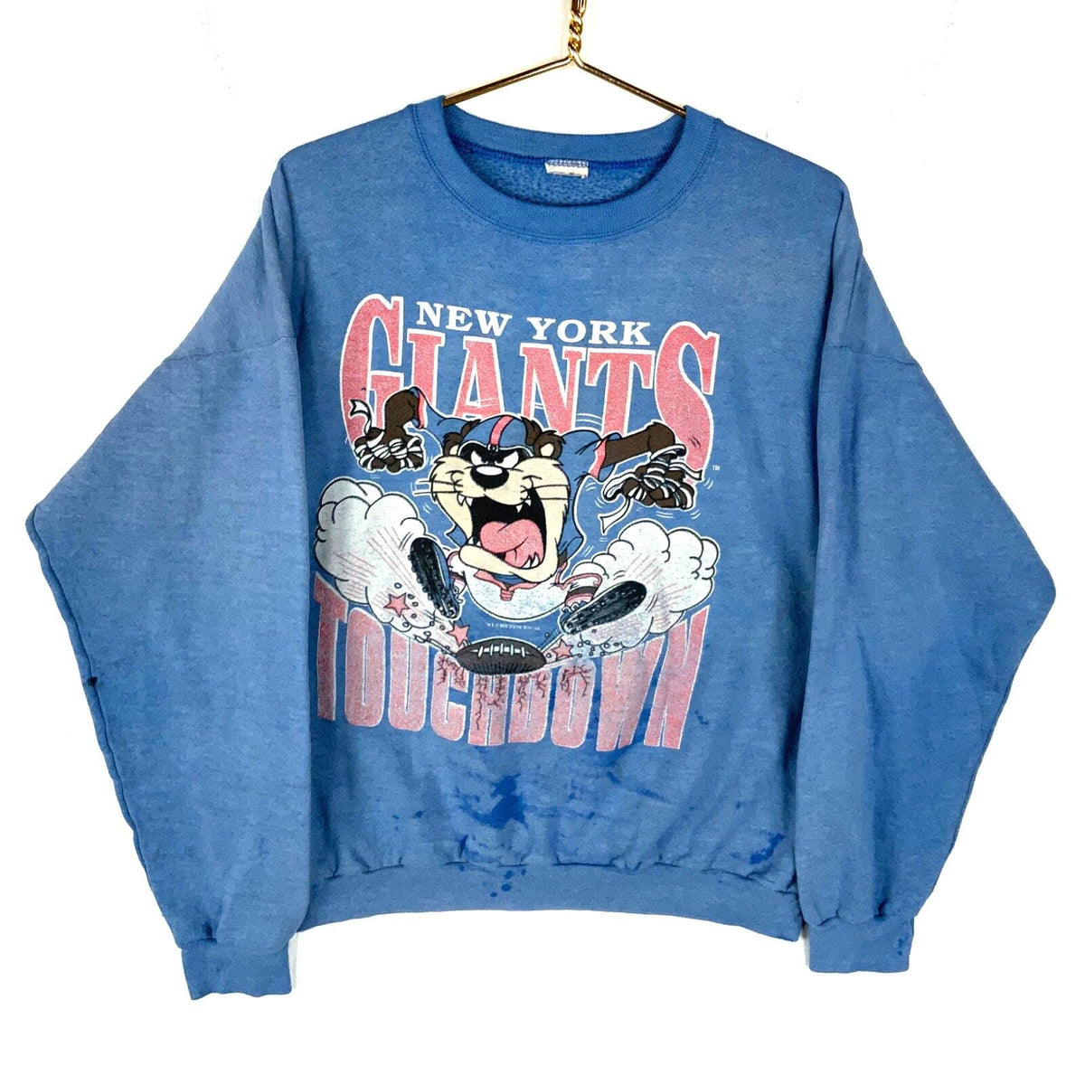 Vintage New York Giants Sweatshirt XL Blue Distressed 1990 Taz Looney Tunes Nfl Sweatshirt – Bold Style · Top Pick For Any Outfit