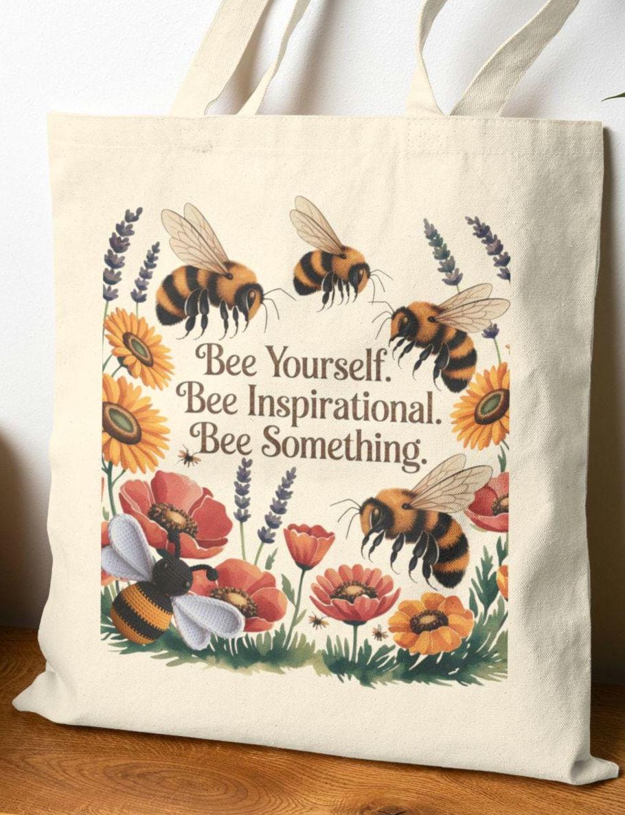 Wildflower Bee Tote Bag pressed floral Tote Eco Friendly Shopping Bag Gift for Her Motivational Tote Floral Bee Design Everyday Use Tote Bag – Feel-Good Design · Must-Have Style