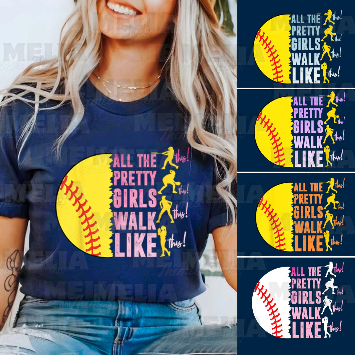 All The Pretty Girls Walk Like This Softball Player PNG Funny Softball Design for Women Girls Athletes Cute Game Day Sports Graphic Graphic Tee – Easygoing Wear · High-Quality Print