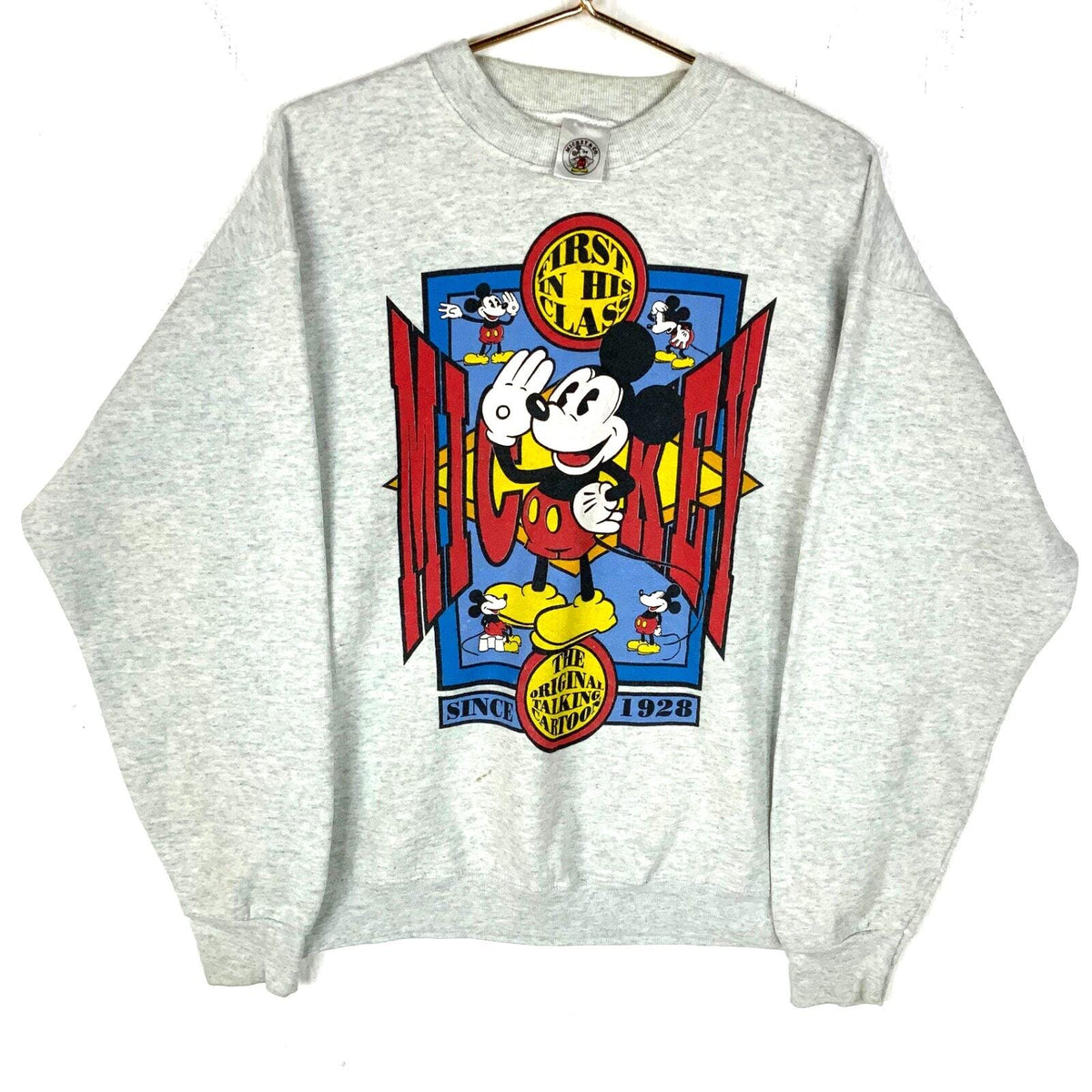 Vintage Mickey Mouse Disney Sweatshirt XL Gray Cartoon First In His Class 90s Sweatshirt – Aesthetic Look · Top Pick For Any Outfit