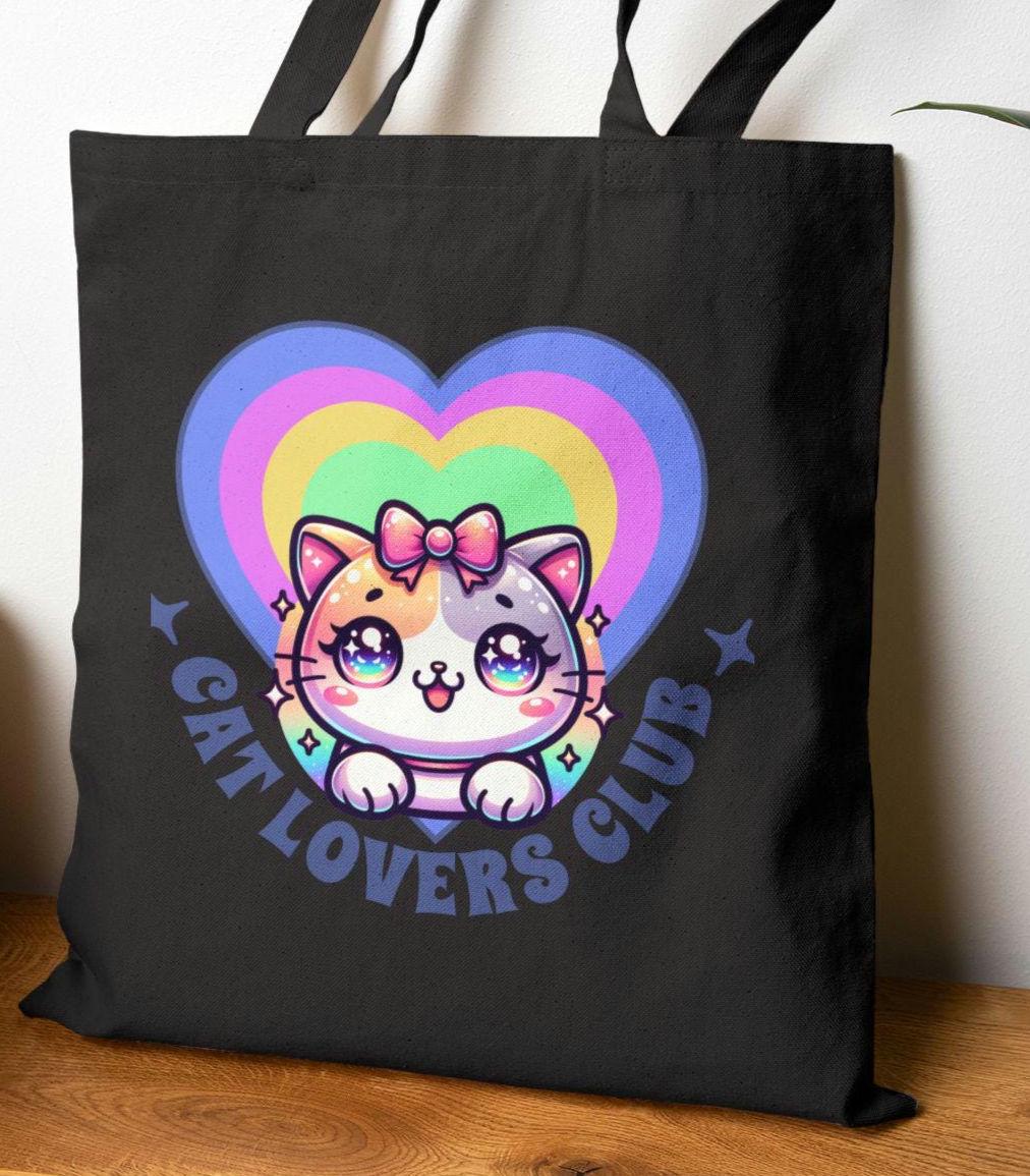 Cat Lover Retro Tote Bag Cat Print Canvas Bag Kitty Club Shopping Bag Cat Mom Gift Cat Lady Purse Tote Bag – Bold Style · Top Pick For Any Outfit