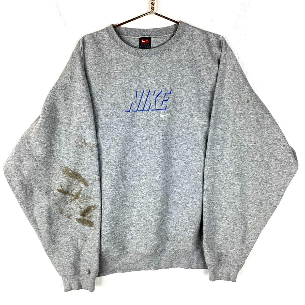 Vintage Nike Team Sweatshirt Crewneck Size 2XL Grey Spellout 90s Distressed Sweatshirt – Premium Graphic · Must-Have Style