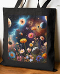 Wildflower Space tote Bag Space Lover Gift Eco Friendly Shopping Tote Art Tote for Nature Enthusiasts Floral Tote Bag Cosmic Tote Bag Tote Bag – Premium Graphic · High-Quality Print