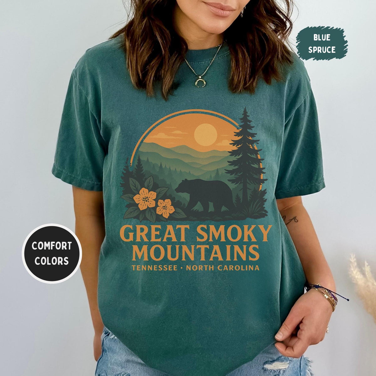 Retro Great Smoky Mountains National Park Comfort Colors Tshirt Nature Lover Apparel Mountains Graphic Tee Outdoor Adventure gift Hiking Graphic Tee – Aesthetic Look · High-Quality Print