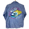 Vintage 198039s Chambray Shirt Medium Blue Long Sleeve Button Up Graphic Tee – Feel-Good Design · Perfect For Daily Wear