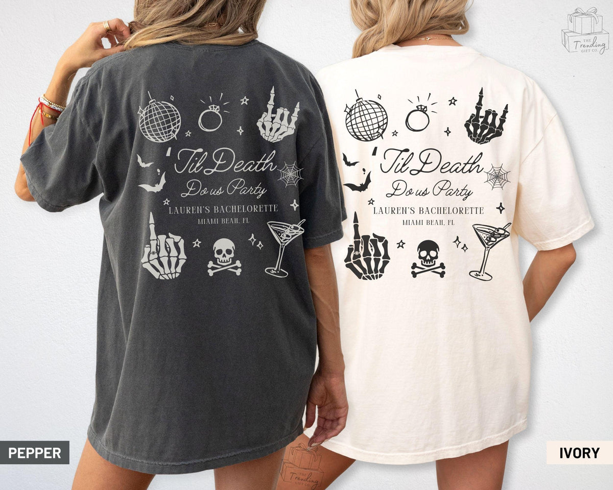 Bride Or Die Funny Bachelorette Party Shirts Til Death Do Us Party Halloween Bachelorette Tshirt Gothic Bride Tshirt Skeleton Bach Favors Graphic Tee – Warm & Stylish · Perfect For Daily Wear