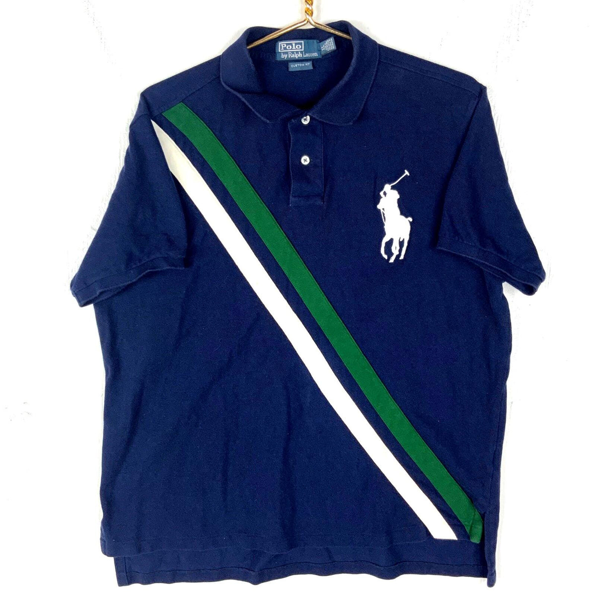 Vintage Polo Ralph Lauren Collar Shirt XL Blue Striped Big Pony Graphic Tee – Aesthetic Look · Top Pick For Any Outfit