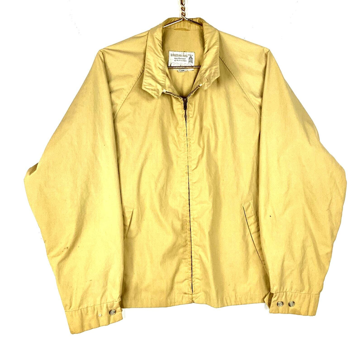 Vintage 198039s London Fog Harrington Jacket Size Medium Beige Full Zip Graphic Tee – Bold Style · High-Quality Print