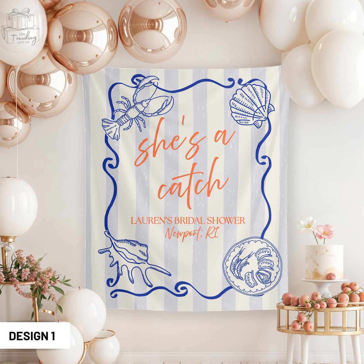 She39s a Catch Bachelorette Party Decor Coastal Bach Banner East Coast Bridal Shower Welcome Sign Lobster Bachelorette Photo Backdrop Graphic Tee – Premium Graphic · High-Quality Print