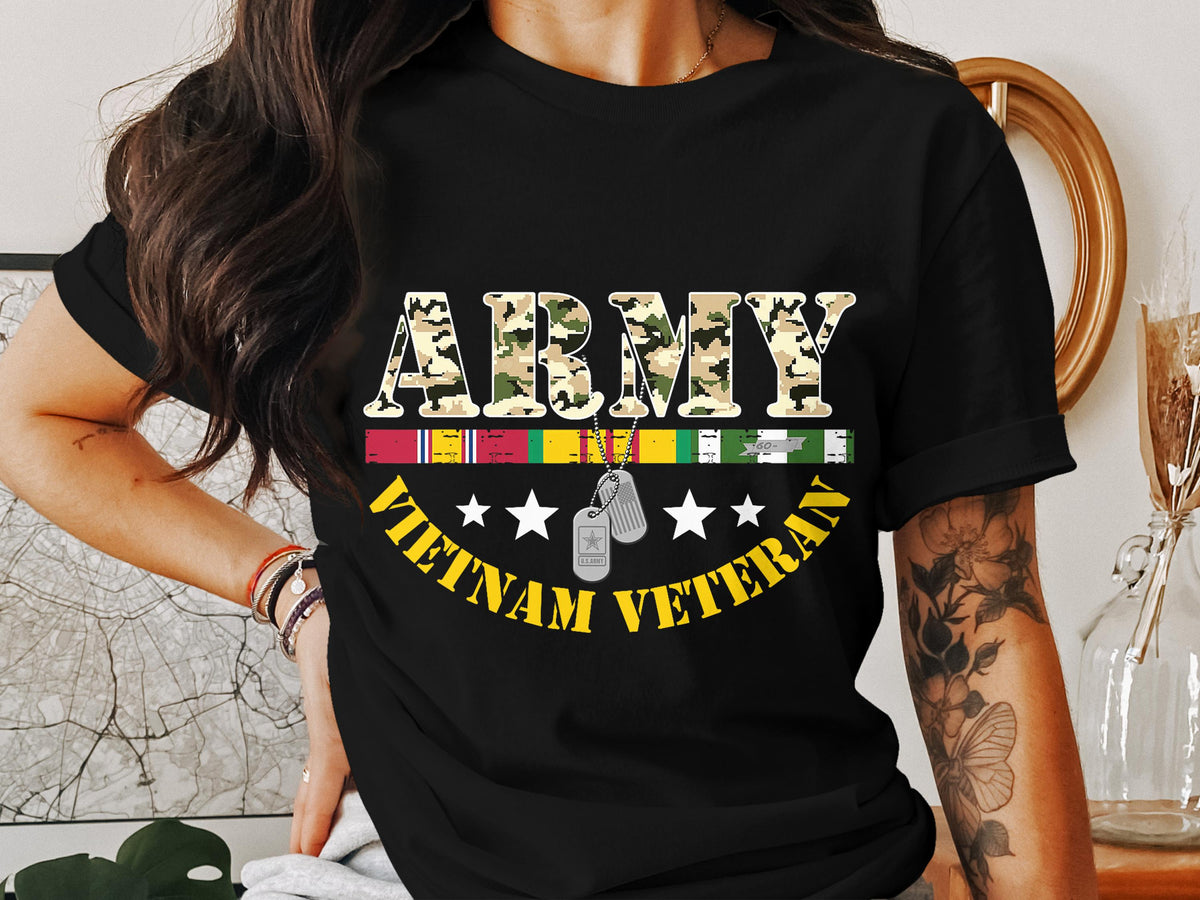 Vietnam Veteran Army T Shirt Military Supporter Tee Patriotic Gift Idea US Army Veteran Apparel Camo Army Tee Graphic Tee – Feel-Good Design · Must-Have Style