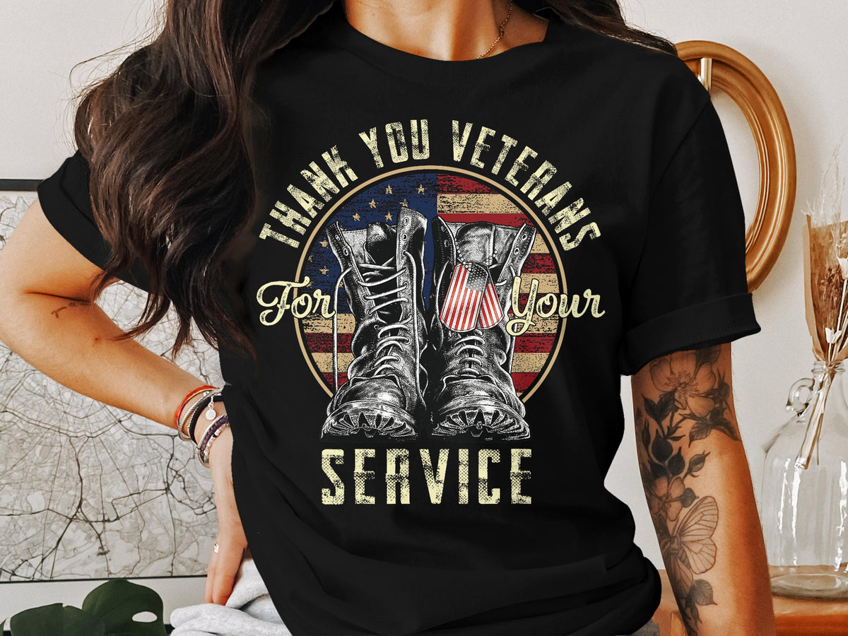Thank You Veterans T Shirt Patriotic Boots Tee American Flag Graphic Shirt Military Appreciation Gift Veteran39s Day Apparel USA Pride Graphic Tee – Soft Feel · Top Pick For Any Outfit