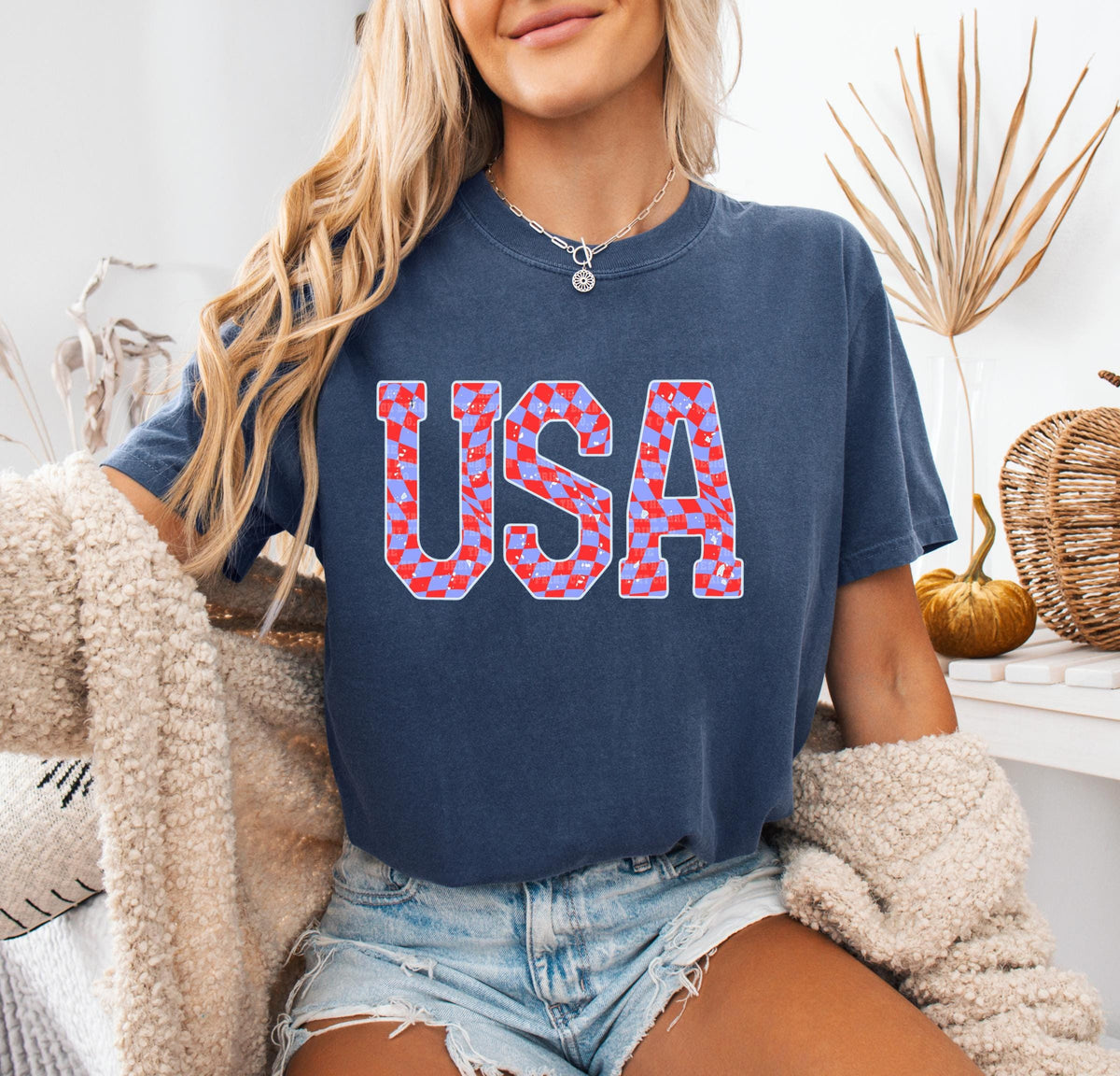 USA Checkered T Shirt Graphic Tee – Premium Graphic · Perfect For Daily Wear