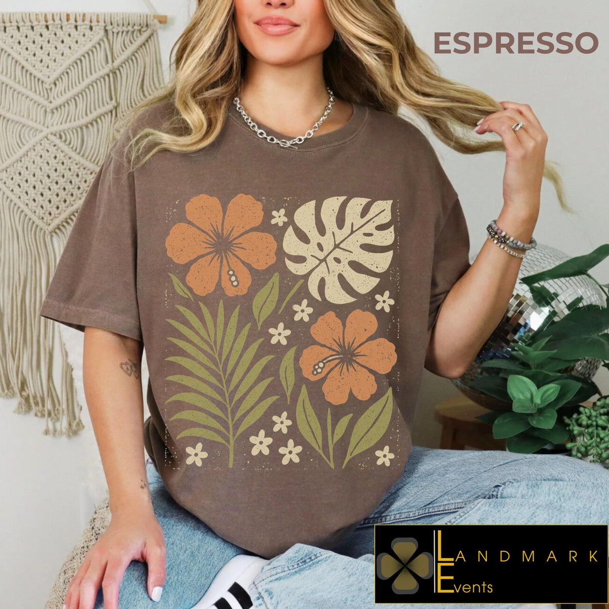 Boho Flower T shirt Tropical Floral Shirt 1717 T shirt Unisex Adult Tees Botanical Graphic Tee Retro Island T Shirt Graphic Tee – Aesthetic Look · High-Quality Print