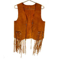 Vintage 1980s Suede Leather Vest Women39s Small Brown Tassel Beaded Graphic Tee – Fan Favorite · High-Quality Print