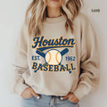 Vintage Houston Baseball Sweatshirt Unisex Crewneck Retro Game Day Sweatshirt Baseball Fan Gift Houston Sports Team Apparel Sweatshirt – Fan Favorite · High-Quality Print