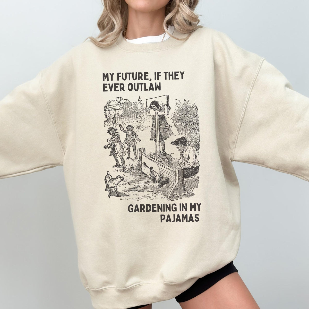 Funny Gardening Sweatshirt Mom or Grandma Who Always Gardens in Pajamas Silly Garden Lover Gift for Daughter Who Gardens Every Morning Sweatshirt – Cozy Vibes · Great Gift For Fans