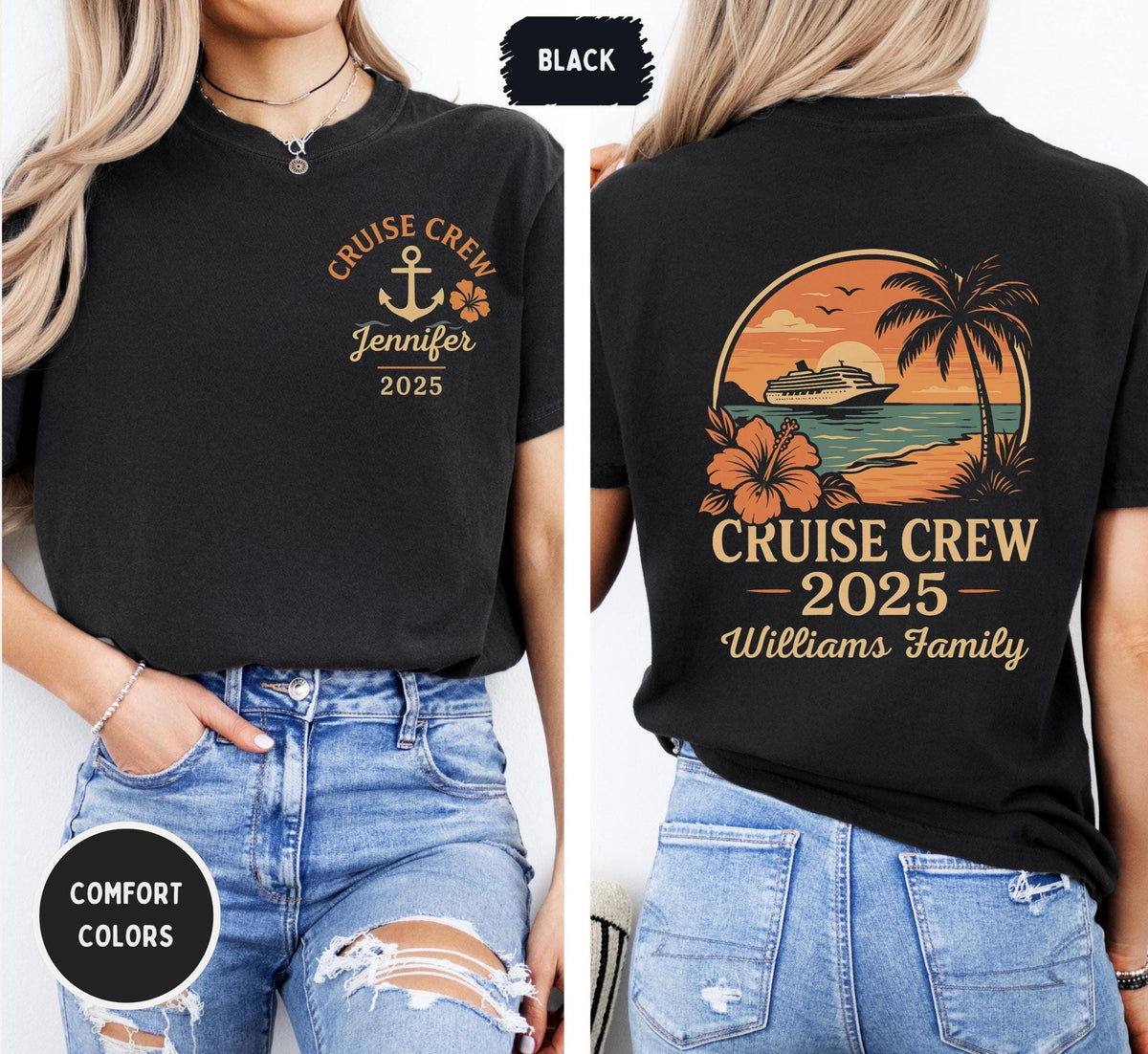 Custom Cruise Crew 2025 Unisex GarmentDyed Tshirt Comfort Colors Shirt Cruise Ship Vacation Tee Family Reunion Beachwear Nautical Graphic Tee – Everyday Comfort · Must-Have Style