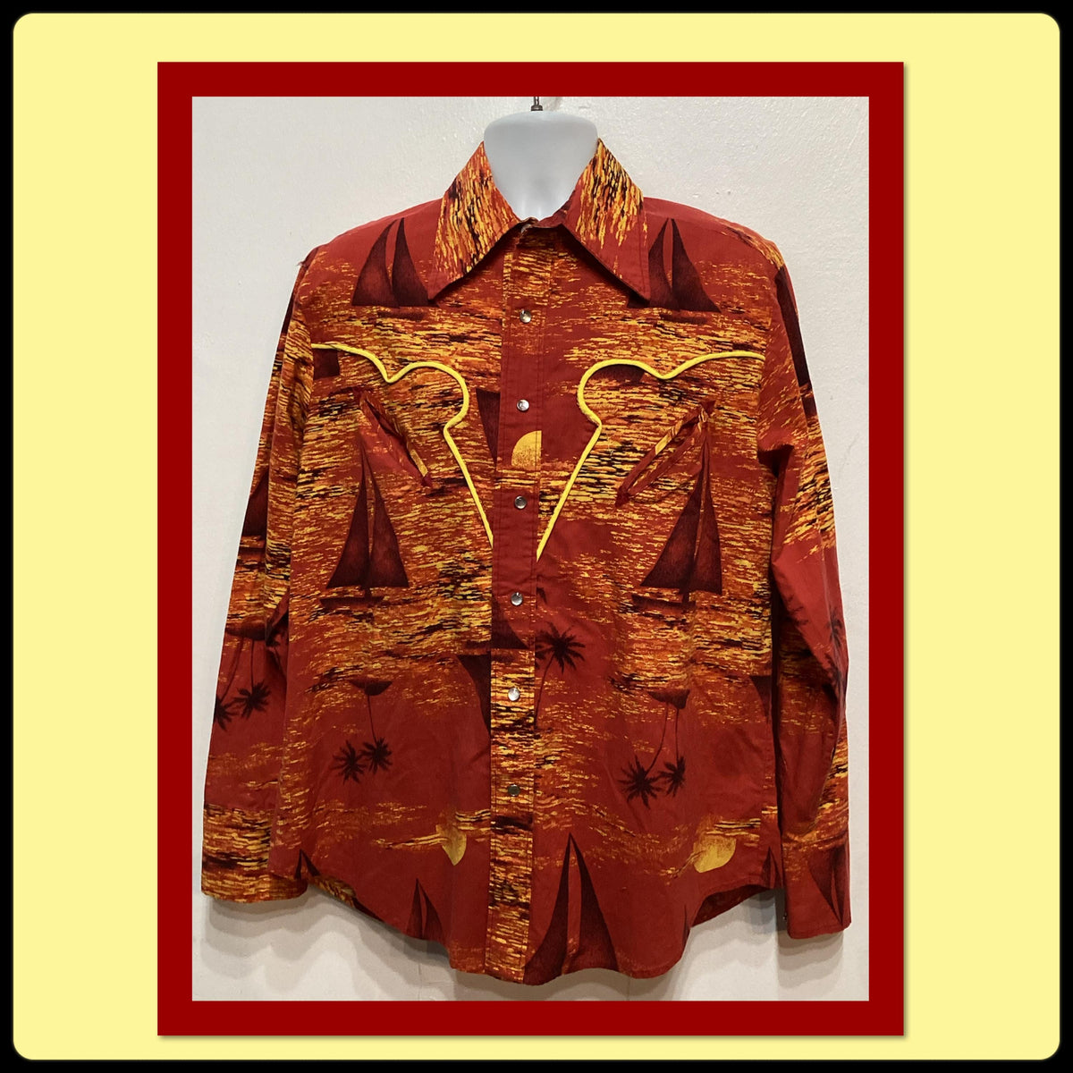 HS280 Vintage 196039s quotRarequot cotton western style Hawaiian print long sleeve shirt mediumlarge Graphic Tee – Warm & Stylish · Top Pick For Any Outfit