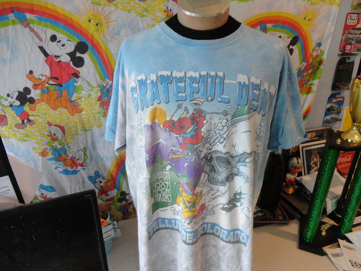 The Grateful Dead 1987 Town Park Telluride Colorado Tour Ty Dye Liquid Blue Retro T Shirt Size XXL Graphic Tee – Premium Graphic · High-Quality Print