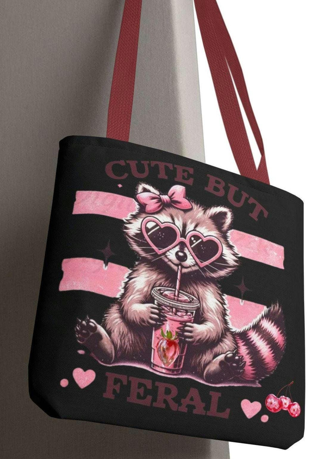 Raccoon Cute but Feral Tote bag Perfect Gift for Animal Lovers Spacious Shopper Bag Eco Friendly Grocery Bag Fun Animal Print Tote Tote Bag – Everyday Comfort · Great Gift For Fans