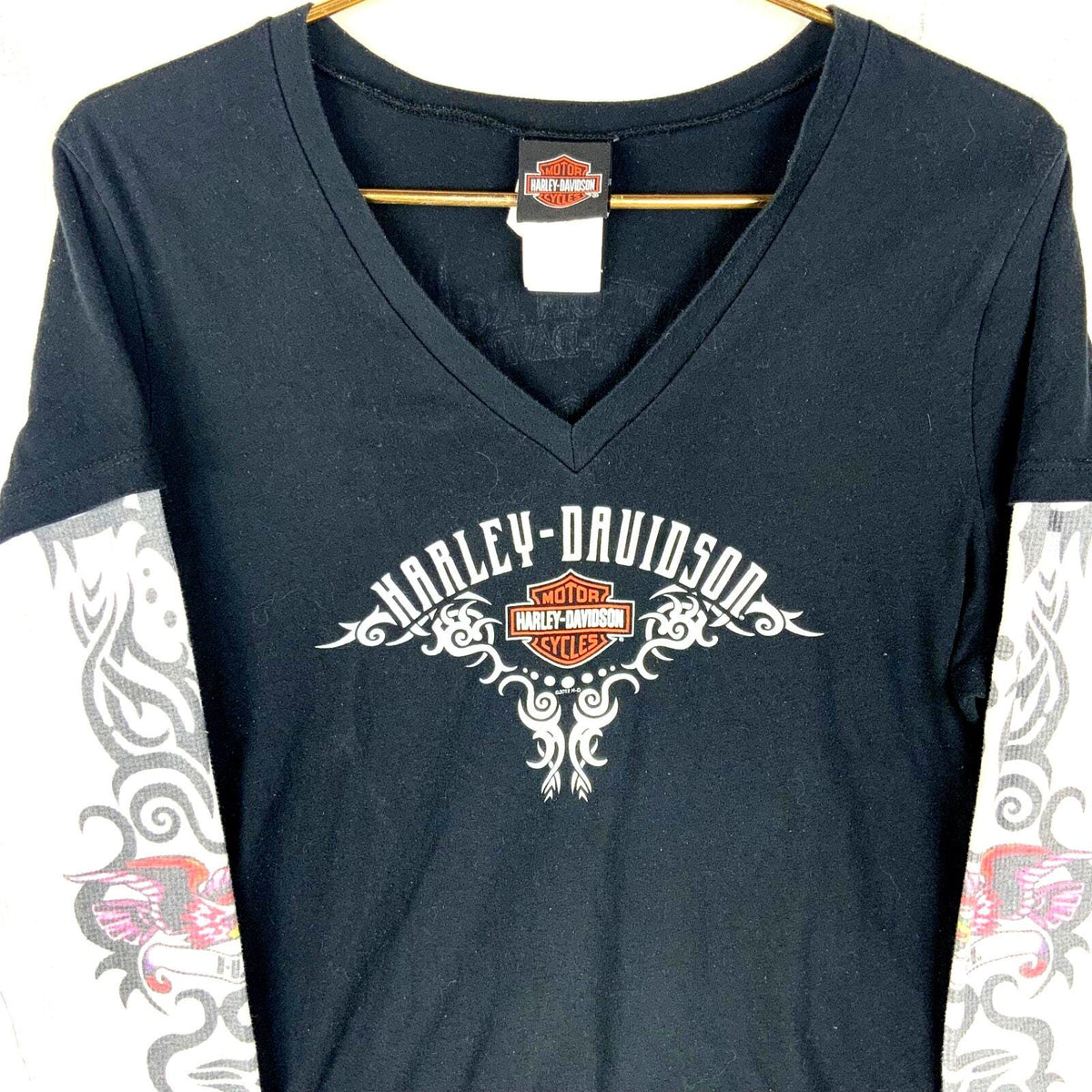 Harley Davidson Women39s Shirt XL 2012 Black VNeck Long Sleeve Tattoo Graphic Tee – Feel-Good Design · Perfect For Daily Wear