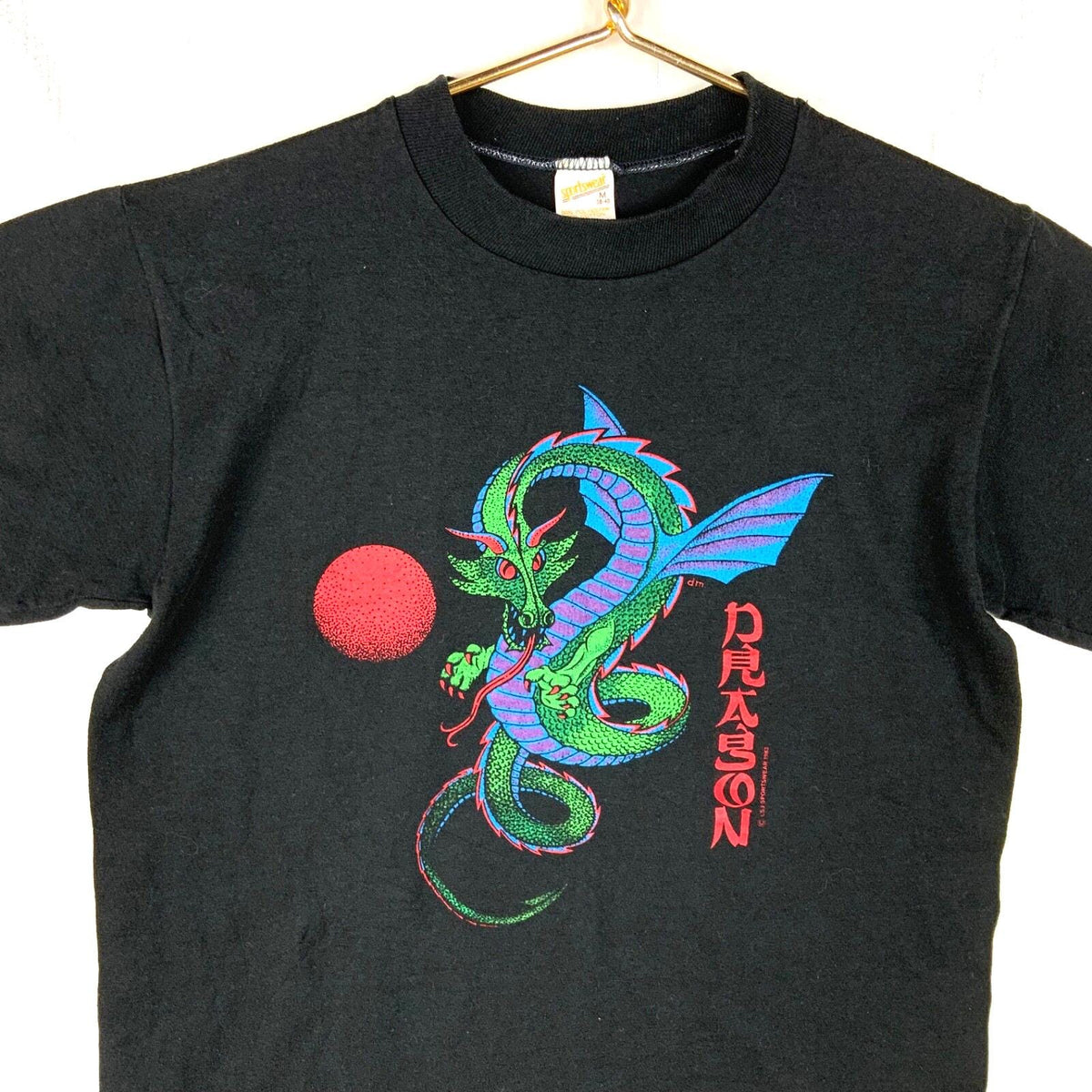 Vintage 1980s Dragon TShirt Medium Black Made Usa Single Stitch 1983 Red Moon Graphic Tee – Warm & Stylish · Perfect For Daily Wear