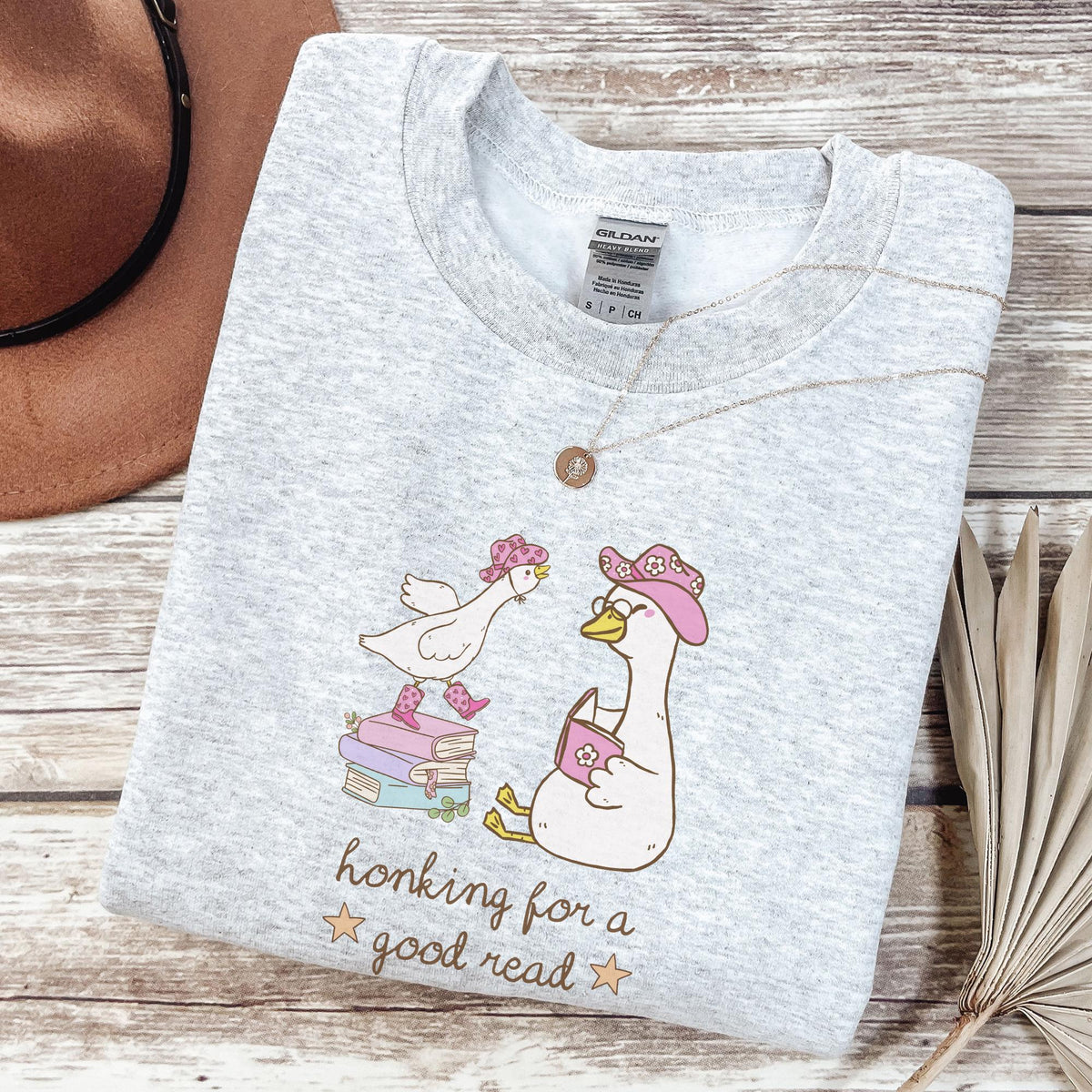 Funny Reading Sweatshirt With Cowboy Geese Honking for A Good Read Cute Silly Goose Bookworm Shirt with Western Aesthetic Book Lover Gift Sweatshirt – Everyday Comfort · Great Gift For Fans